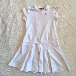 Puma girls size XL white tennis dress pleated shirt NWOT